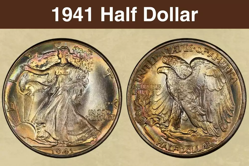 1941 Walking Liberty Half Dollar obverse and reverse showing Liberty and eagle design