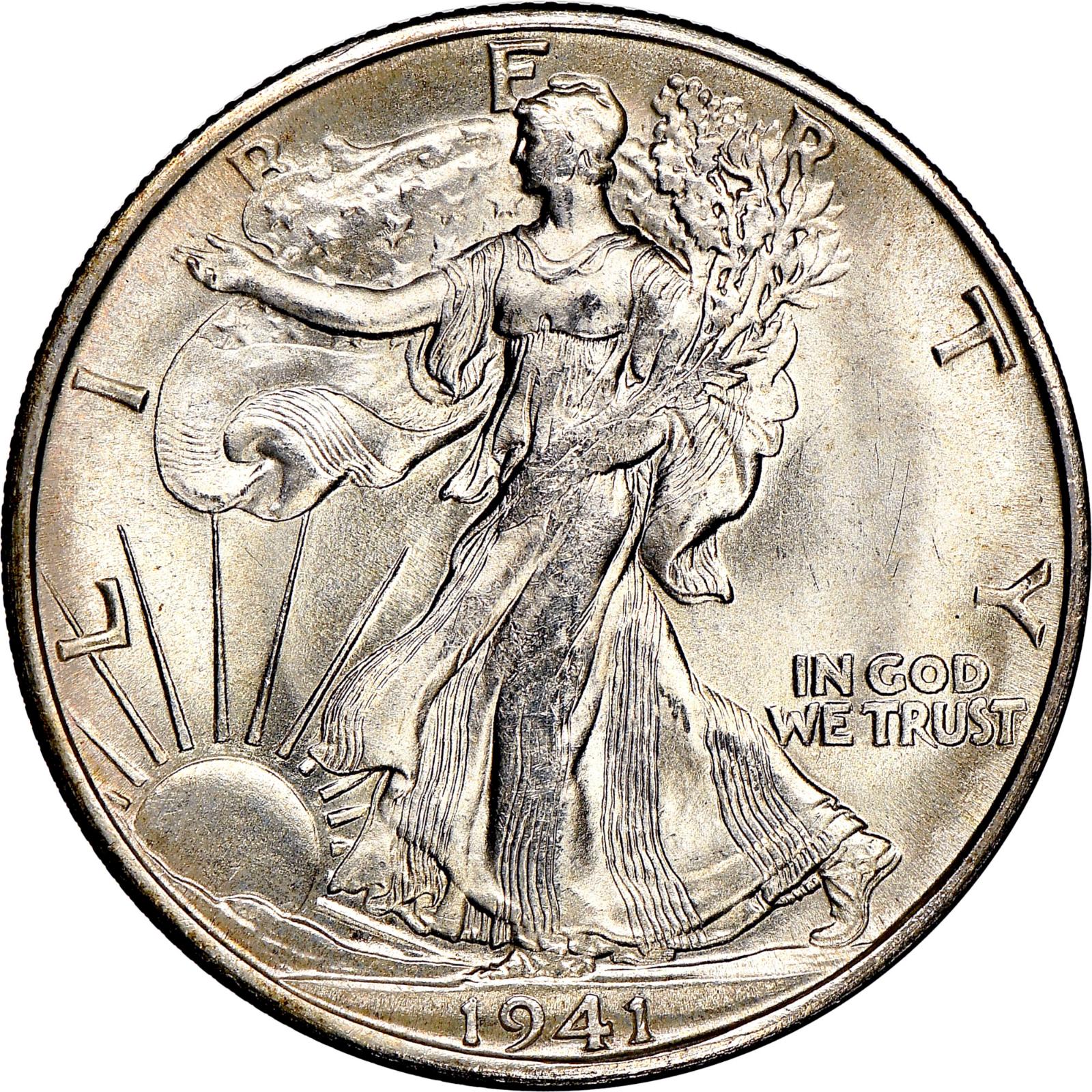 1941-S Walking Liberty Half Dollar Micro S mintmark close-up compared to normal S mintmark size